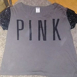 Victoria's secret pink sequins sleeves tee
